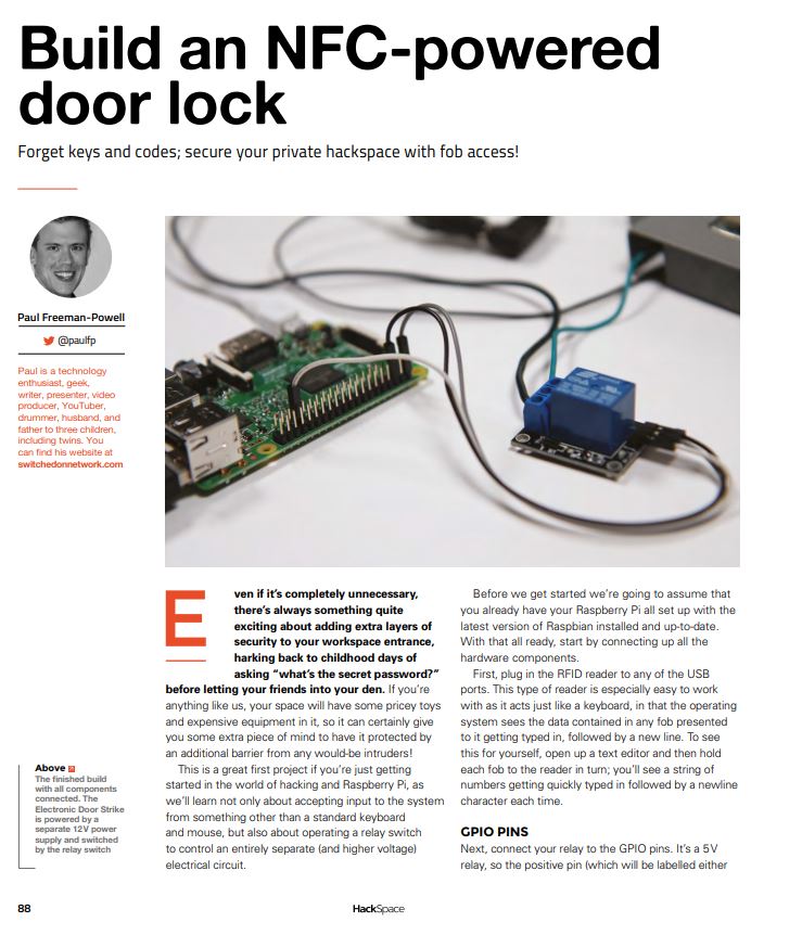 New Magazine Article: Build an NFC-powered door lock